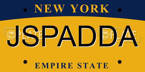 JSPADDA New York License Plate