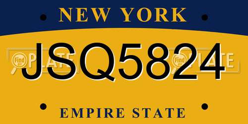 JSQ5824 New York License Plate