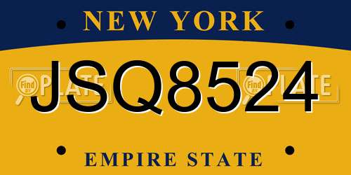JSQ8524 New York License Plate