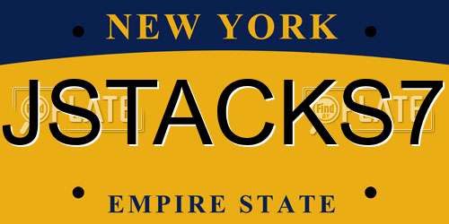 JSTACKS7 New York License Plate