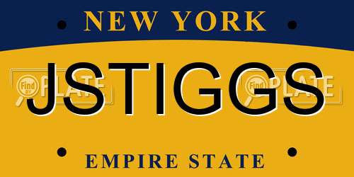JSTIGGS New York License Plate