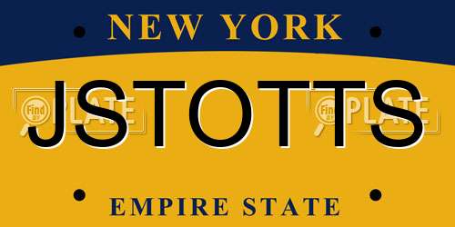 JSTOTTS New York License Plate