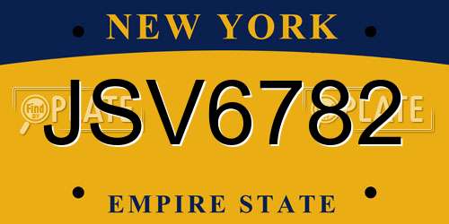 JSV6782 New York License Plate