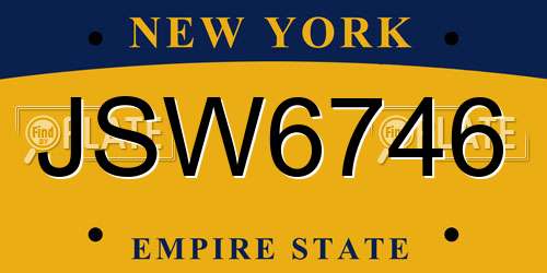 JSW6746 New York License Plate