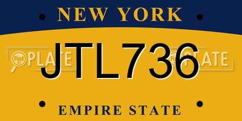 JTL736 New York License Plate
