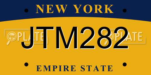 JTM282 New York License Plate