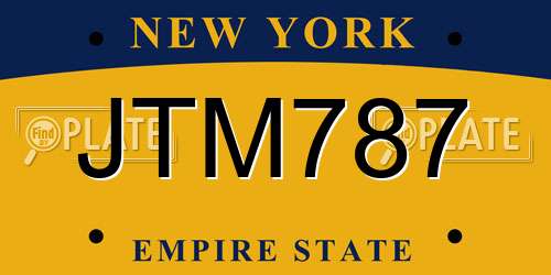 JTM787 New York License Plate