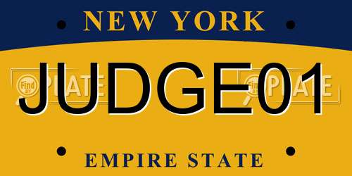 JUDGE01 New York License Plate
