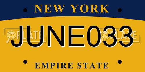 JUNE033 New York License Plate