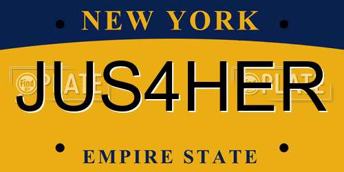 JUS4HER New York License Plate