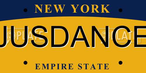 JUSDANCE New York License Plate