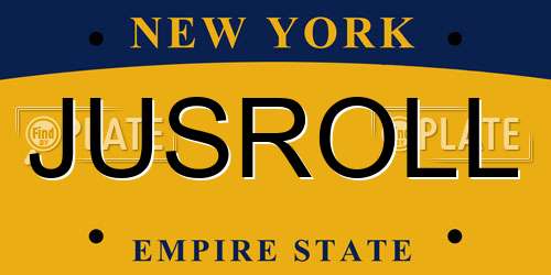 JUSROLL New York License Plate