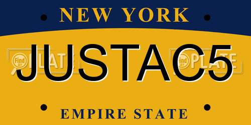 JUSTAC5 New York License Plate