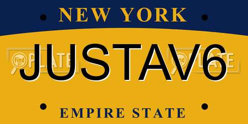 JUSTAV6 New York License Plate
