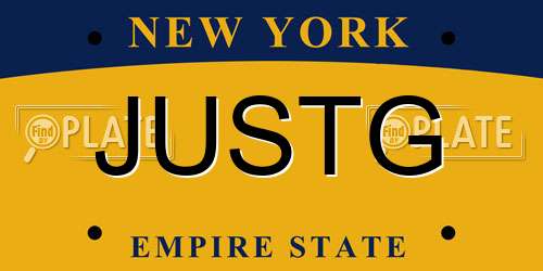 JUSTG New York License Plate