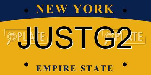 JUSTG2 New York License Plate