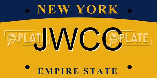 JWCC New York License Plate