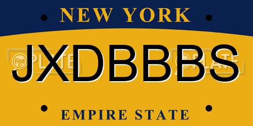 JXDBBBS New York License Plate
