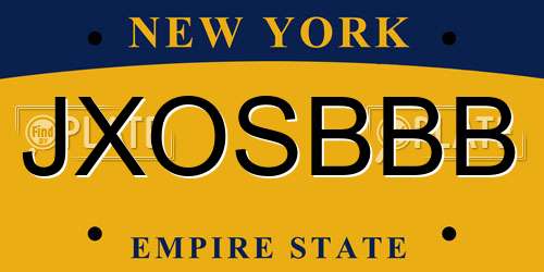 JXOSBBB New York License Plate