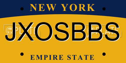 JXOSBBS New York License Plate