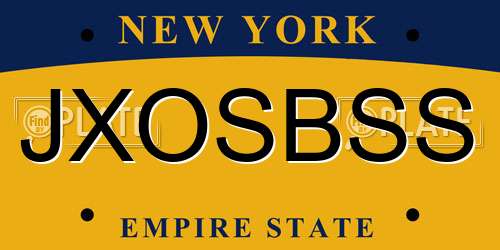 JXOSBSS New York License Plate
