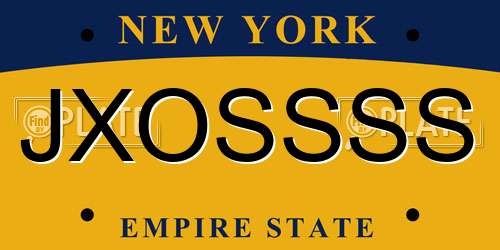 JXOSSSS New York License Plate