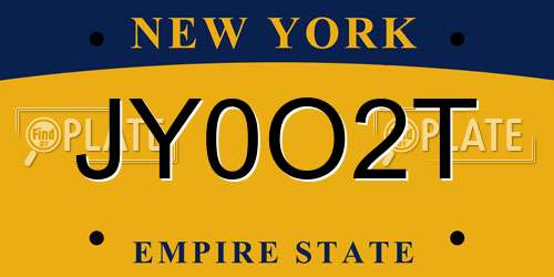 JY0O2T New York License Plate