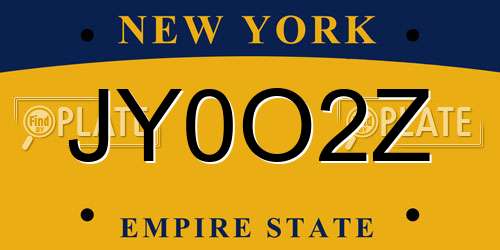 JY0O2Z New York License Plate