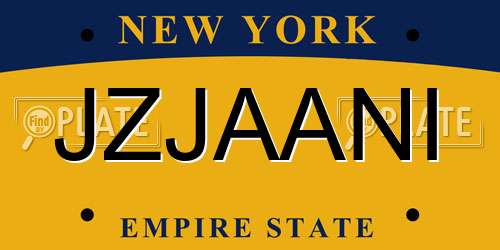 JZJAANI New York License Plate