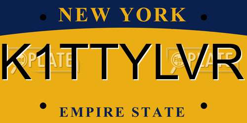 K1TTYLVR New York License Plate
