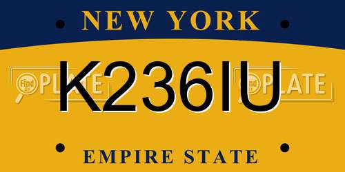 K236IU New York License Plate