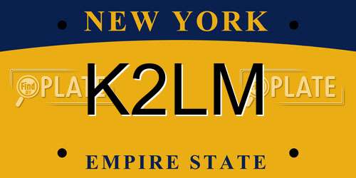 K2LM New York License Plate
