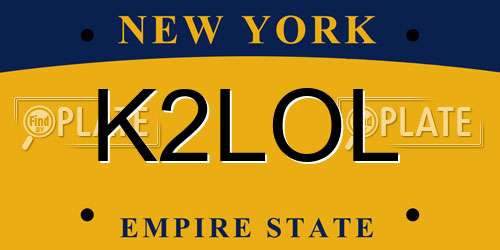 K2LOL New York License Plate