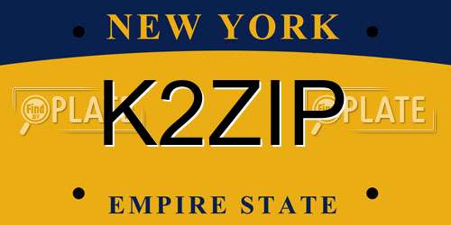 K2ZIP New York License Plate