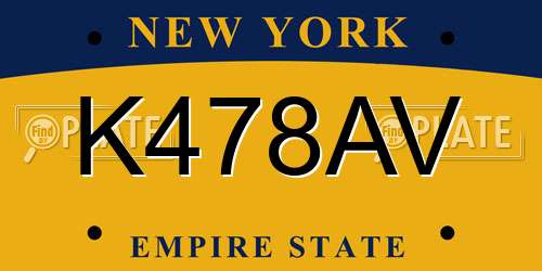 K478AV New York License Plate