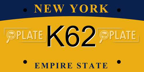 K62 New York License Plate