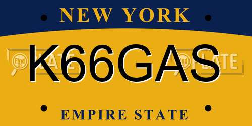 K66GAS New York License Plate