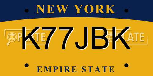 K77JBK New York License Plate