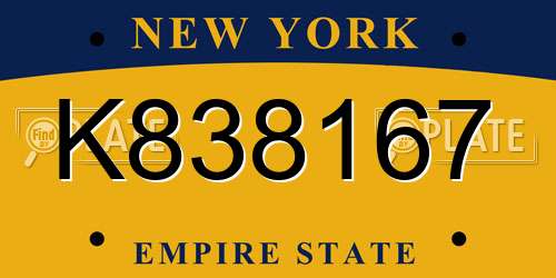 K838167 New York License Plate