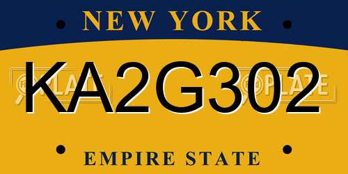 KA2G302 New York License Plate