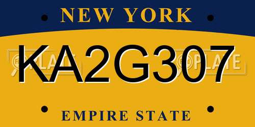 KA2G307 New York License Plate