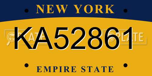 KA52861 New York License Plate
