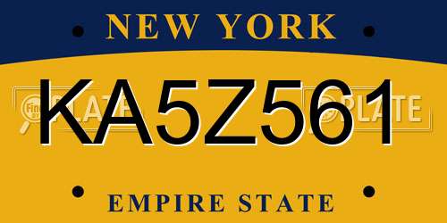 KA5Z561 New York License Plate