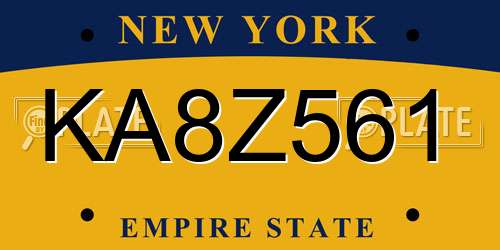 KA8Z561 New York License Plate