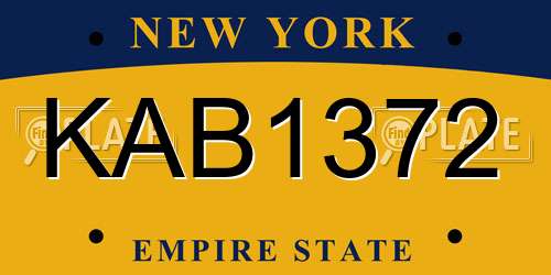 KAB1372 New York License Plate