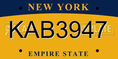 KAB3947 New York License Plate