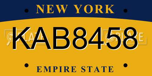 KAB8458 New York License Plate