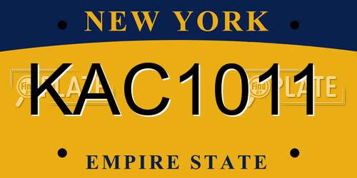 KAC1011 New York License Plate