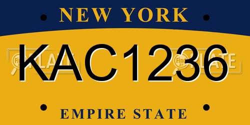 KAC1236 New York License Plate
