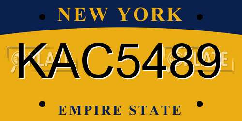 KAC5489 New York License Plate